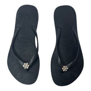 Havaianas Slim Flip Flops Women’s With Flower Crystal. Size US 6/7. (37/38)